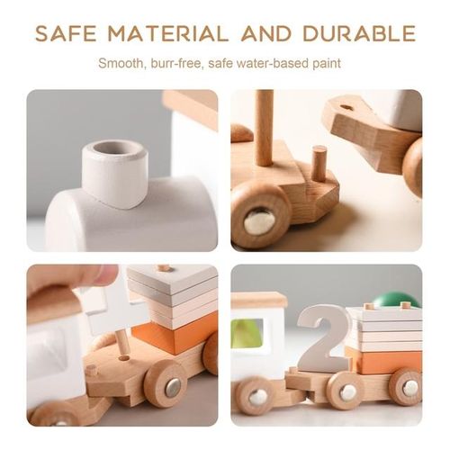 Baby Wooden Montessori Toys Birthday Train Educational Toys Wooden Trolley Baby Learning Toys Number Of Wood Baby's Birth