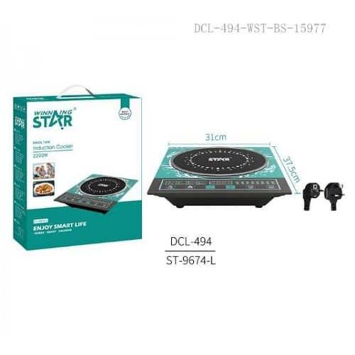 Winningstar Crystal High Temperature Resistant Portable Induction Cooktop Cooker With 10 Power Levels 10 Temperature Setting 4h Timer 1.5m Copper Charging Wire BS Plug