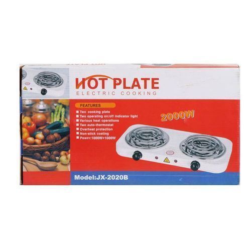 Double Burner Electric Coil Hot Plate - White