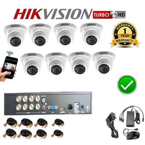 HIK CCTV Cameras Full Kit, 8 Dome Shape Pack