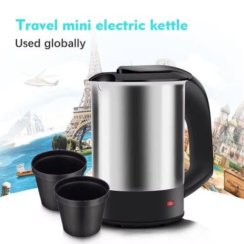 RAF 0.5L Small Stainless Steel Travel Electric Kettle Portable Hot Water Boiler with 2 Water Cups with Boil-Dry Protection- Multicolor