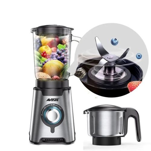 2 In 1 Multifunctional Nutrient Blender With Glass Jar And Stainless Grinder Very Sharp Blades  - Multiplecolor