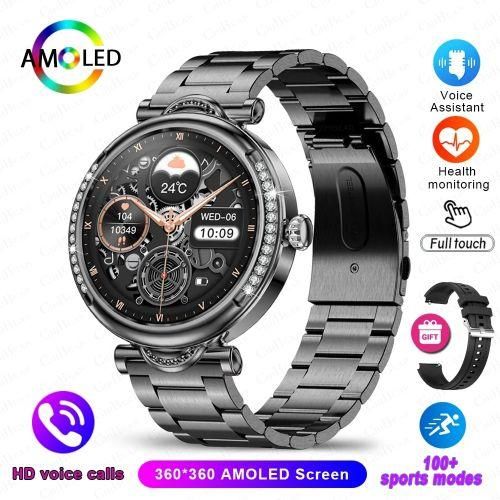 2024 New Fashion Women Smart Watch 360*360 HD Screen Heart Rate Blood pressure Custom Dial Watches HD Bluetooth Call Smartwatch