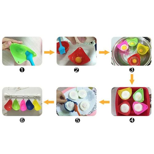 Silicone Poacher Mould Kitchen Cook Cookware Poached Baking Egg Cup Cooker red