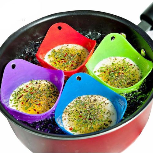 Silicone Poacher Mould Kitchen Cook Cookware Poached Baking Egg Cup Cooker red