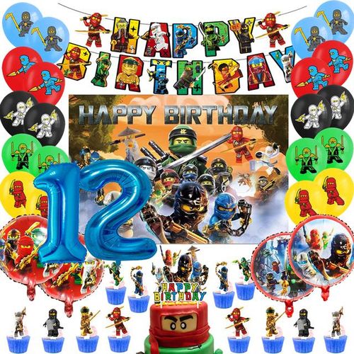 Ninjaed Go Theme Balloon Birthday Party Decoration Supplies Baby Shower Legoed Latex Ballon Backdrop Banner Cake Toppers Boys