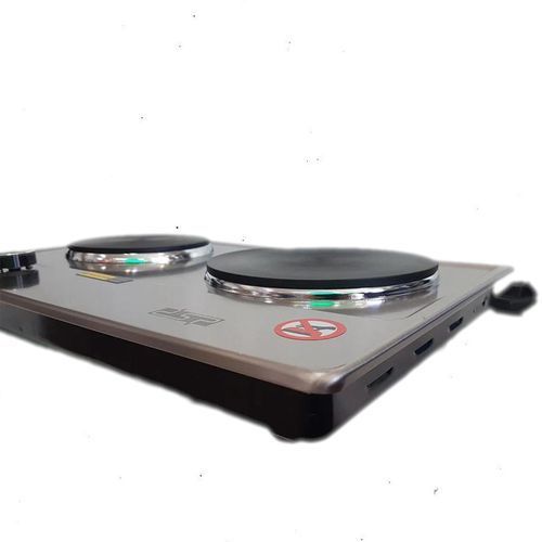 Double Hot Plate Electric Cooker - Black, Silver Gray