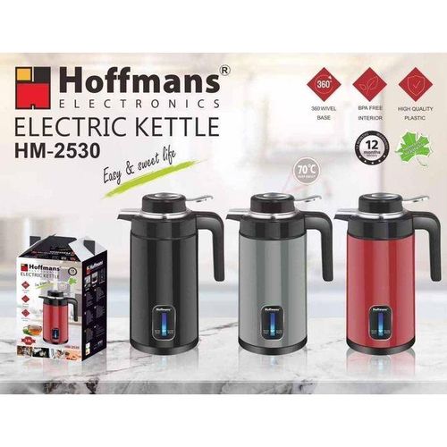 Hoffmans Electric Dual Kettle/Flask HM-2530 Fast Boiling Large Capacity 2.5L - Black