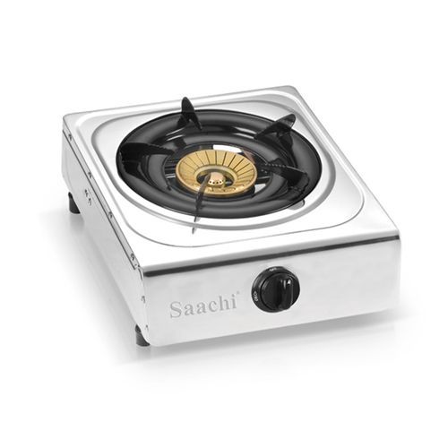 Saachi Gas Stove With Stainless Steel Top And 1Burners-Black/Silver
