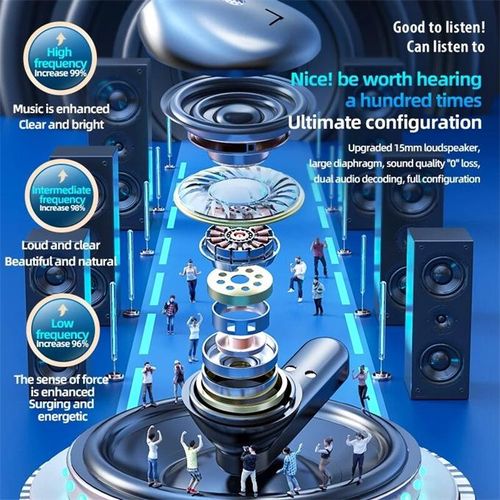 Wireless Bluetooth HIFI Headphones Stereo Fingerprint Touch Earbud Sensor