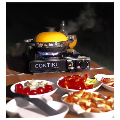 Travel Portable Gas Stove With Small Gas Cylinder - Black