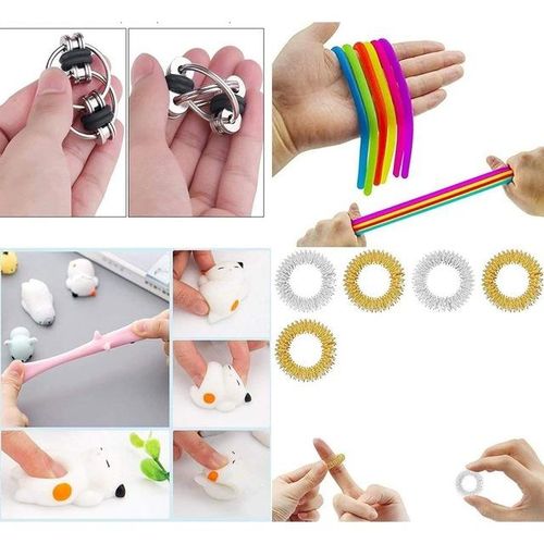 Rainbow Pop Fidget Toys Pack Push its Bubble Stress Relief Sensory Toys for Children Autism Needs Squishy Squeeze Toys
