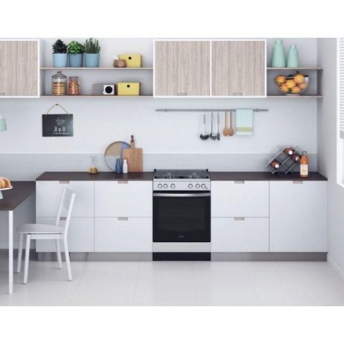 Indesit 60/60cms 4 Gas Burners Cooker With Gas Oven And Gas Grill IS67G1PCX- Silver (01 Year Warranty)
