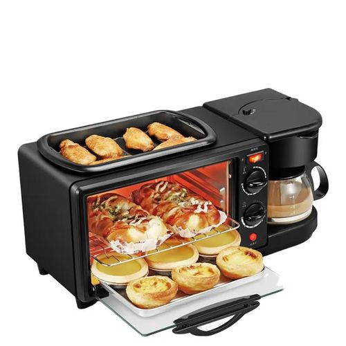 3 In 1 Breakfast Snakes Maker For Making Toasts Fries And Coffee Tea-Black -