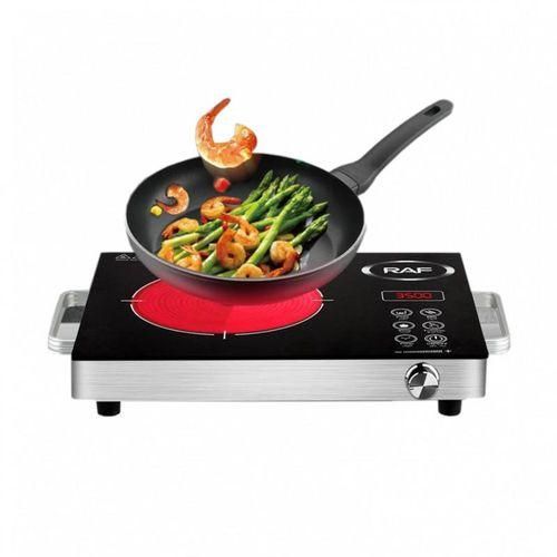 RAF Touch Single Radiant Electric Infrared Cooker Stove Hot Plate Portable Single Burner, Black