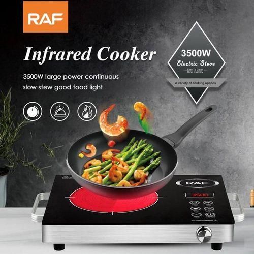 RAF Touch Single Radiant Electric Infrared Cooker Stove Hot Plate Portable Single Burner, Black