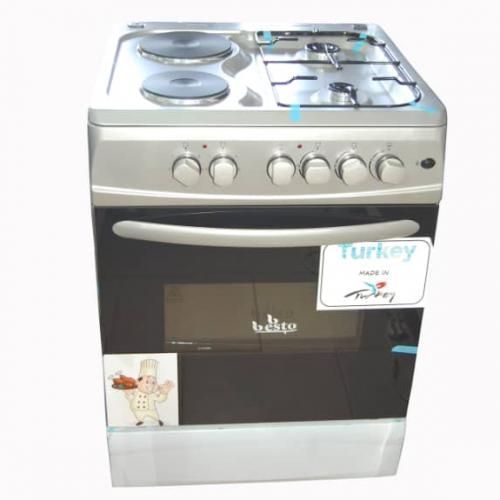 Besto 2Gas + 2Electric Auto Ignition Grill 60x60 Cooker ,Silver