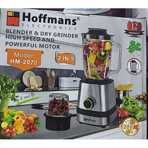 Hoffmans 2 in 1 Blender And Dry Grinder Powerful Motor And High Speed HM-2078