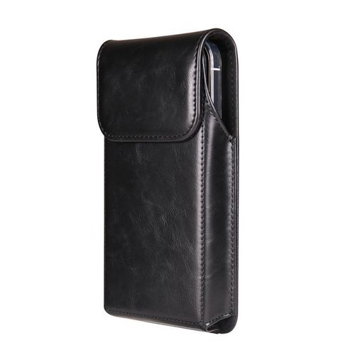 Universal Vertical Crazy Horse Pattern Back Splint Flip Belt Waist Bag Protective Case for Samsung Huawei Apple Soft Phone Bag