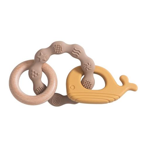 Baby Teether Toy Cartoon Silicone Pendant Wood Ring Newborn Teething Chewing Rattle Toys For Babies Accessories Bpa Free