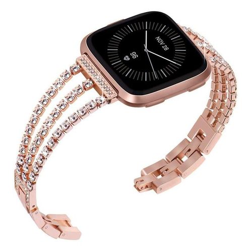 New Luxury Diamond Stainless Steel Bracelet For Fitbit Versa 3 Sense Band Replacement Woman Wristband Bling Versa 2 Lite Correa