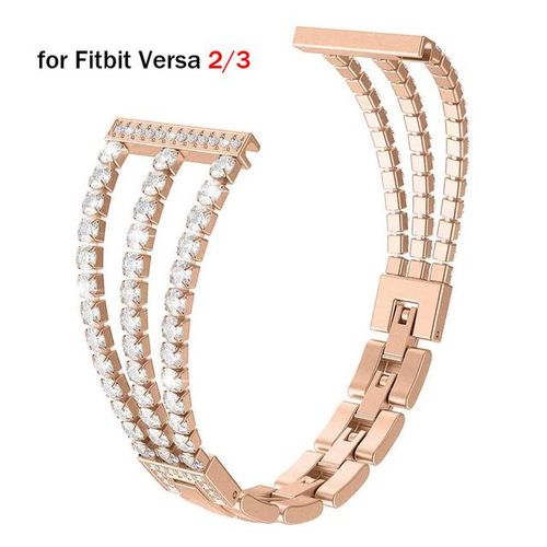 New Luxury Diamond Stainless Steel Bracelet For Fitbit Versa 3 Sense Band Replacement Woman Wristband Bling Versa 2 Lite Correa
