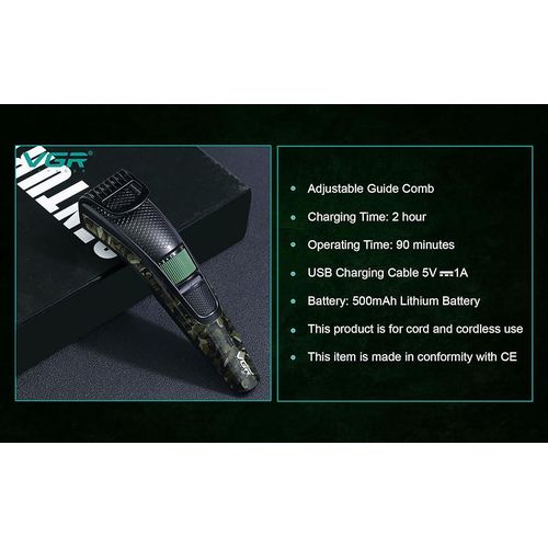 V-053 Camouflage Professional  V-053 Camouflage Professional Rechargeable Hair Clipper Runtime 90 min Trimmer