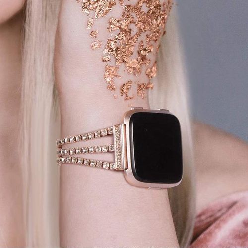 New Luxury Diamond Stainless Steel Bracelet For Fitbit Versa 3 Sense Band Replacement Woman Wristband Bling Versa 2 Lite Correa
