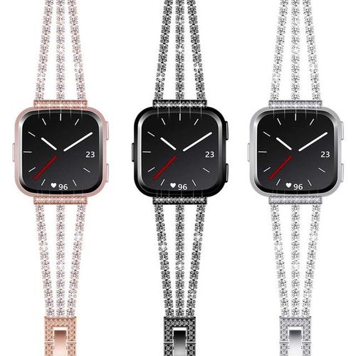 New Luxury Diamond Stainless Steel Bracelet For Fitbit Versa 3 Sense Band Replacement Woman Wristband Bling Versa 2 Lite Correa