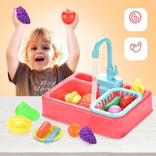 Children Kitchen Sink Toys Electric Circulating Water Dishwashing Vegetable Washing Basin Playing House Toys Gifts For Kids