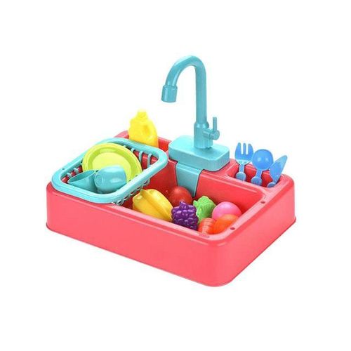 Children Kitchen Sink Toys Electric Circulating Water Dishwashing Vegetable Washing Basin Playing House Toys Gifts For Kids