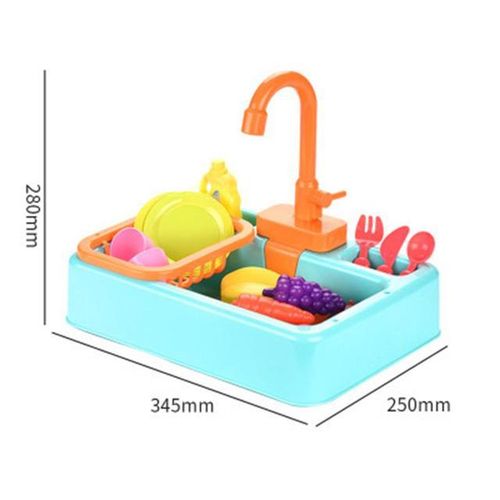 Children Kitchen Sink Toys Electric Circulating Water Dishwashing Vegetable Washing Basin Playing House Toys Gifts For Kids