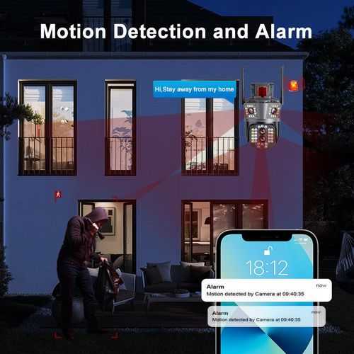 360 Degrees WiFi PTZ Network Camera CCTV 3 Lens IP66 Waterproof 6MP Wireless Camera Security Camera
