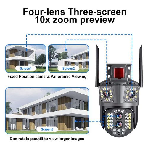 360 Degrees WiFi PTZ Network Camera CCTV 3 Lens IP66 Waterproof 6MP Wireless Camera Security Camera