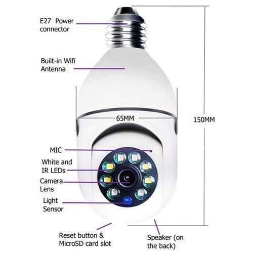 Wireless IP Wifi Panoramic Security CCTV Bulb Camera 1080P  PTZ Motion Auto Sensor