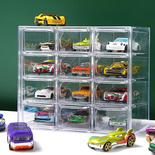 1/64 Scale Car Model Collection Display Box Stackable Dustproof Storage Box Kids Toys Die-Cast Model Car Display Box