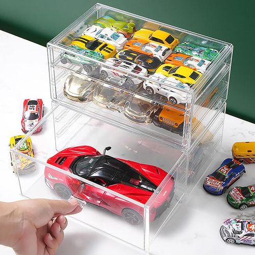 1/64 Scale Car Model Collection Display Box Stackable Dustproof Storage Box Kids Toys Die-Cast Model Car Display Box