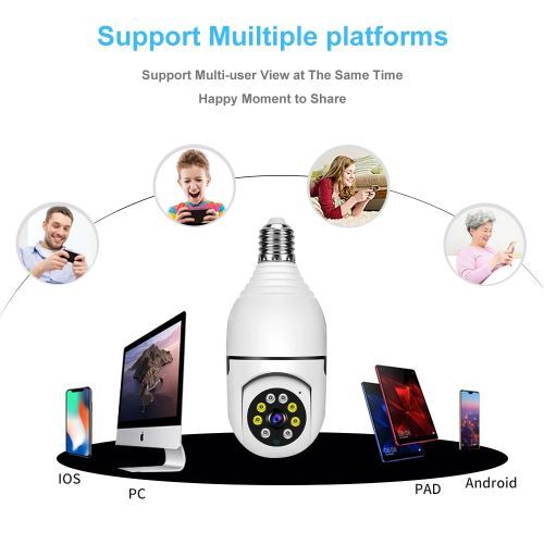 Panoramic 1080p Wireless 360 Auto Tracking Security CCTV Panoramic Camera Light  Camera Wifi PTZ IP Camera - White