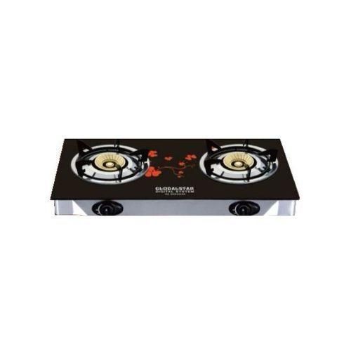 Global Star Gas Stove Double Burners Tempered Glass- Red/Black