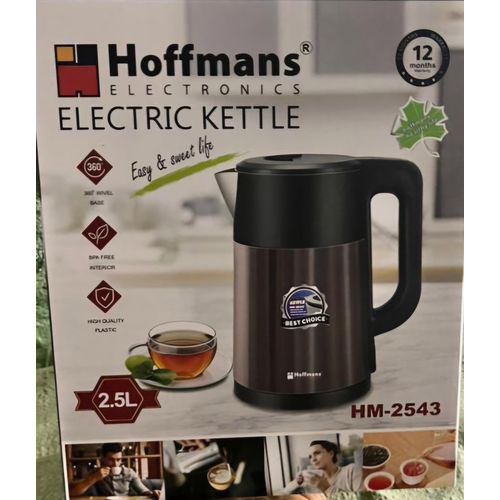 Hoffmans 2.5L Electric Tea Kettle Fast Boiling Auto Shut-off and Boil Dry Protection Electric Kettle Pacolator Black