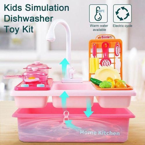 1 Set 28Pcs/22Pcs Washing Basin Toys Rotating Faucets Large- Storage Circulation Waterproof Simulation Scenarios Kitchen