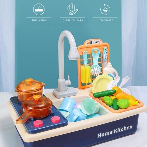 1 Set 28Pcs/22Pcs Washing Basin Toys Rotating Faucets Large- Storage Circulation Waterproof Simulation Scenarios Kitchen