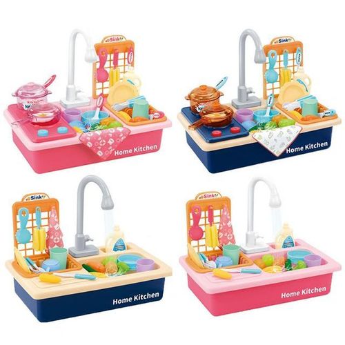 1 Set 28Pcs/22Pcs Washing Basin Toys Rotating Faucets Large- Storage Circulation Waterproof Simulation Scenarios Kitchen