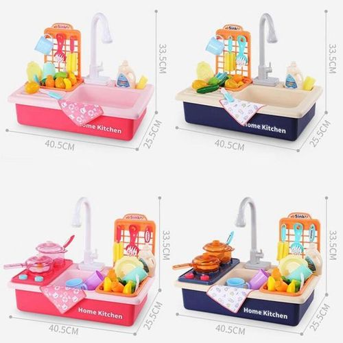 1 Set 28Pcs/22Pcs Washing Basin Toys Rotating Faucets Large- Storage Circulation Waterproof Simulation Scenarios Kitchen