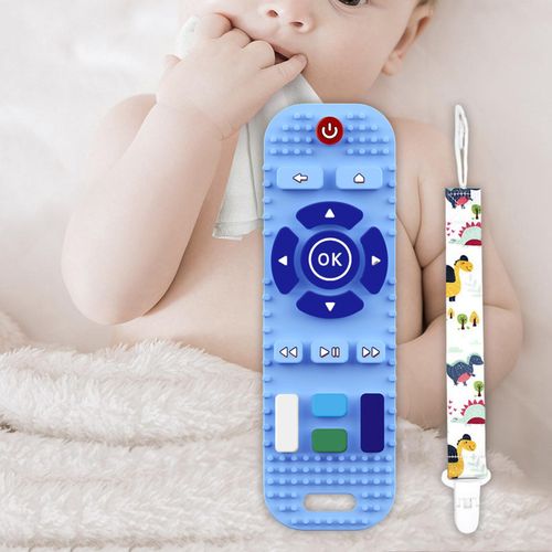 Tv Remote Control Silicone Toddlers Teething Toys Blue