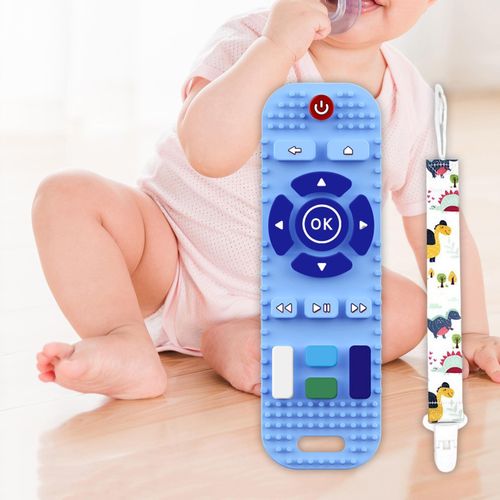 Tv Remote Control Silicone Toddlers Teething Toys Blue