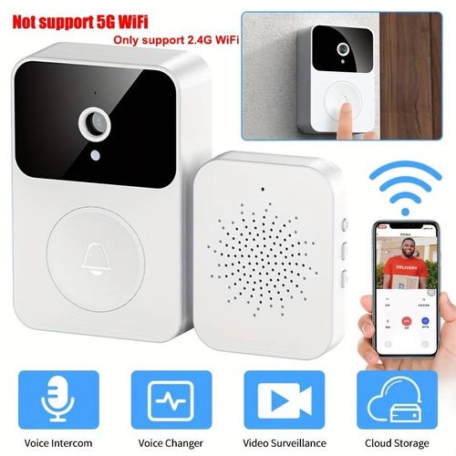 Smart WiFi Video Doorbell, 1080p HD Night Vision, Home Intercom Surveillance