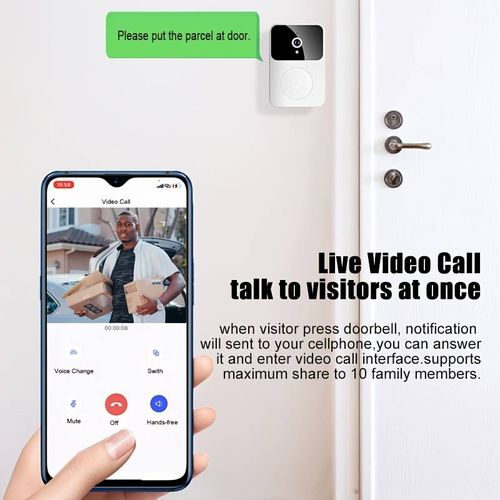 Smart WiFi Video Doorbell, 1080p HD Night Vision, Home Intercom Surveillance