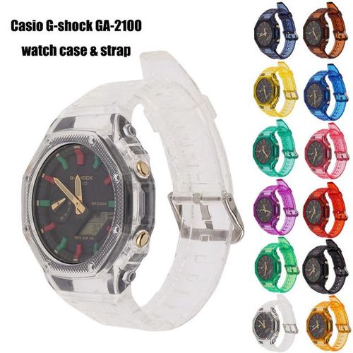 Transparent Watch Case And Band For G-Shock Ga-2100 Accessories Refit Watchband Ga2100 Silicone Watch Band Straps