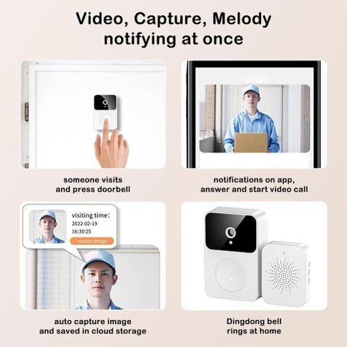 Smart WiFi Video Doorbell, 1080p HD Night Vision, Home Intercom Surveillance